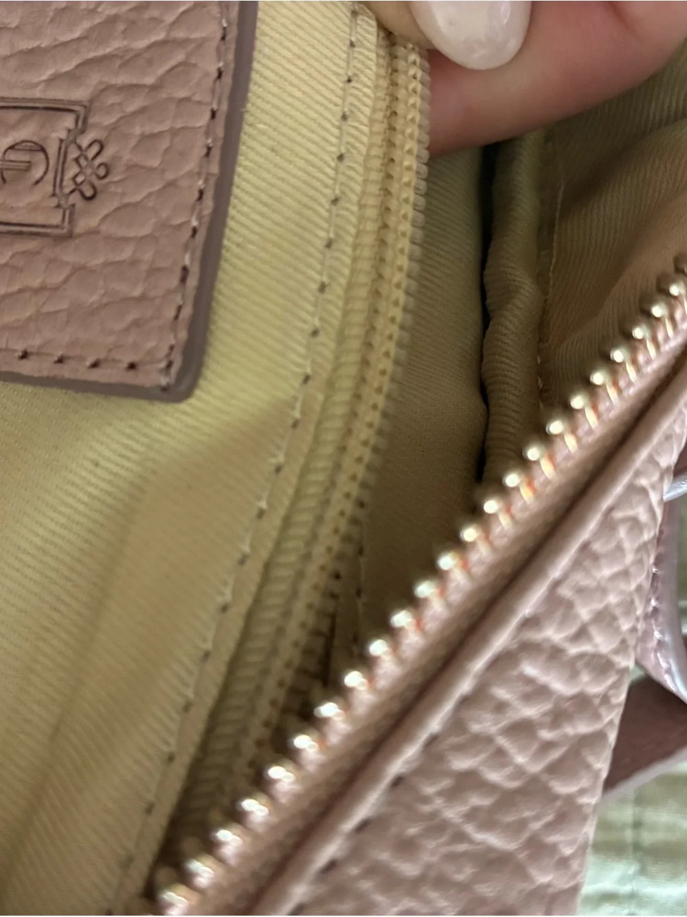 Pebbled Leather Crossbody Bag in Light Blush